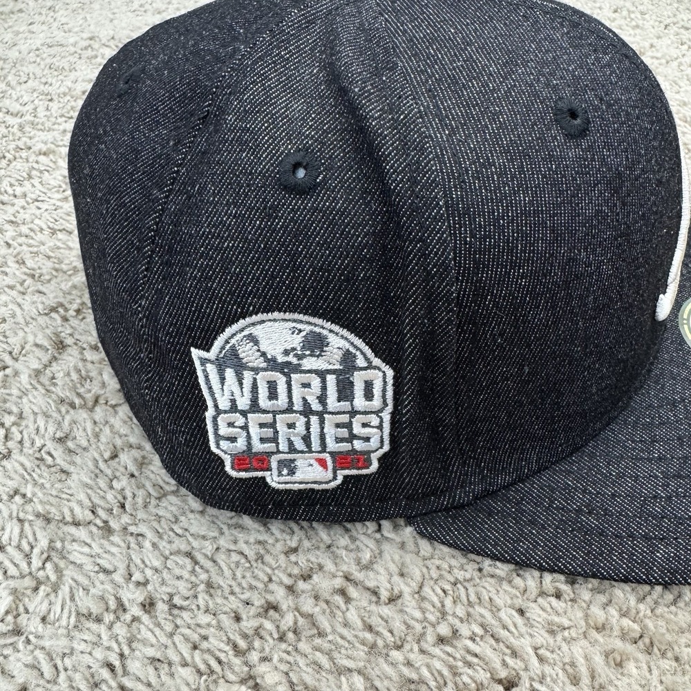 Atlanta Braves Hat New‎ Era 7 3/4 Black Denim Team Logo 1999 World Series Patch - Picture 4 of 9